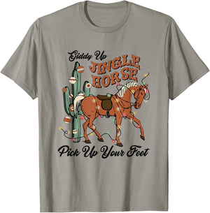Giddy-Up Jingle Horse Pick Up Your Feet, Xmas Horse Lover T-Shirt - T-Shirt | Sand