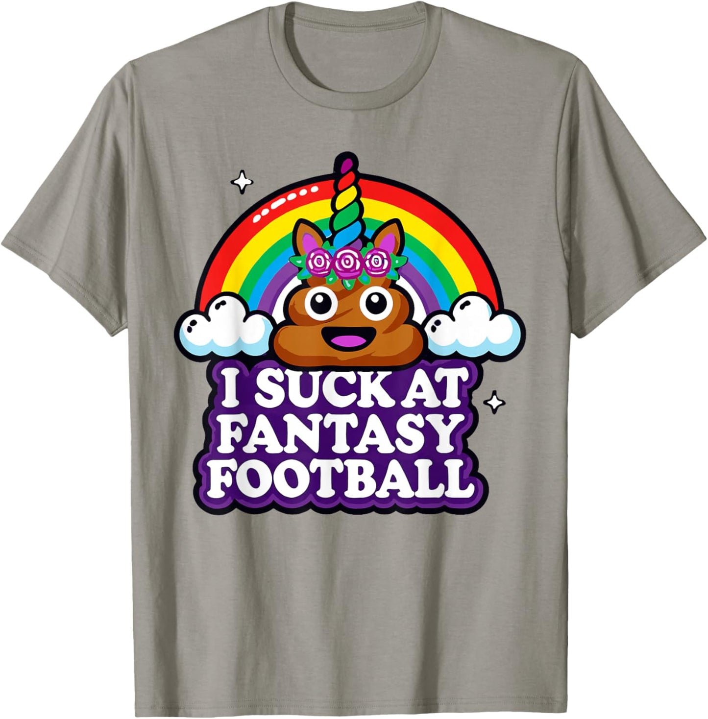 I Suck at Fantasy Football Rainbow Funny T-Shirt - T-Shirt | Sand