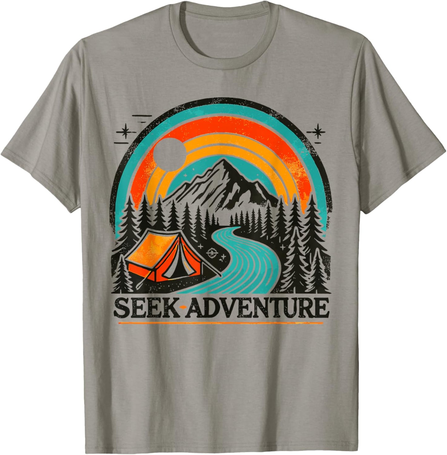Seek Adventure Graphic Explore the Outdoors & Camping Fun T-Shirt - T-Shirt | Sand