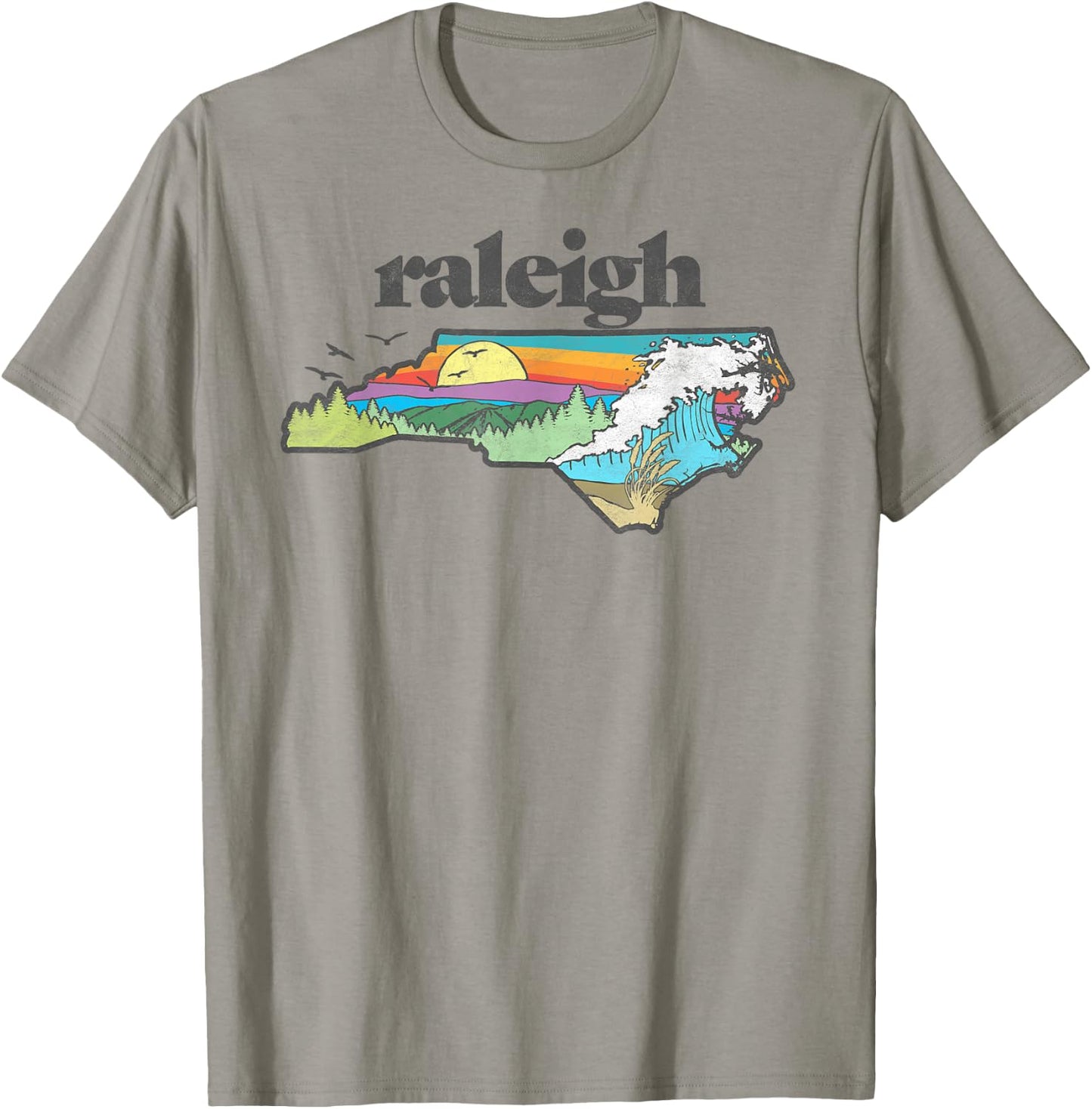 Raleigh North Carolina Outdoors Retro Nature T-Shirt - T-Shirt | Sand