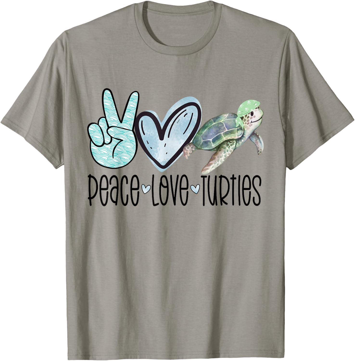 Peace Love Turtles Turtle Gift Sea Ocean Animals T-Shirt - T-Shirt | Sand