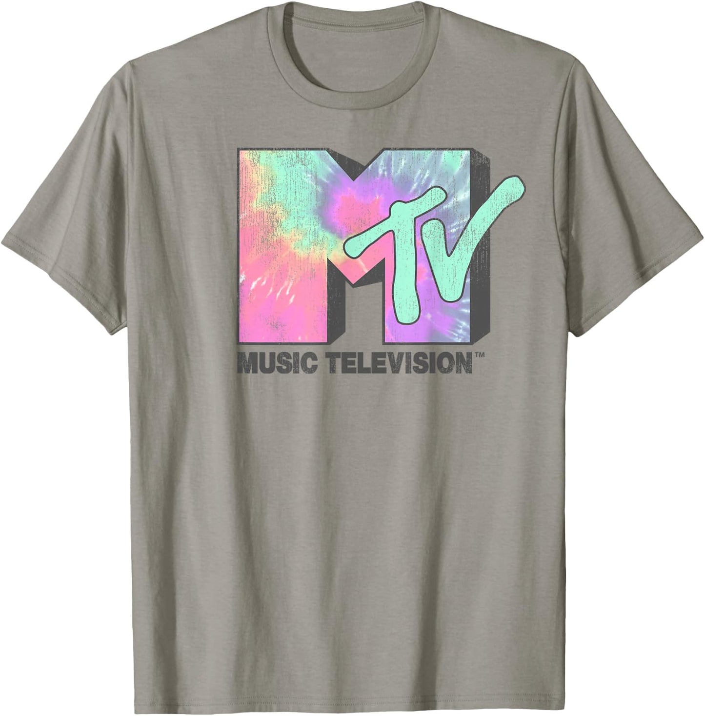 MTV Logo Neon Tie Dye Classic Graphic T-Shirt - T-Shirt | Sand