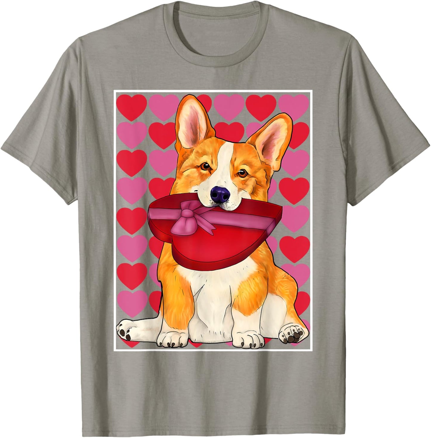 Valentine's day - Corgi with a red heart box T-Shirt - T-Shirt | Sand