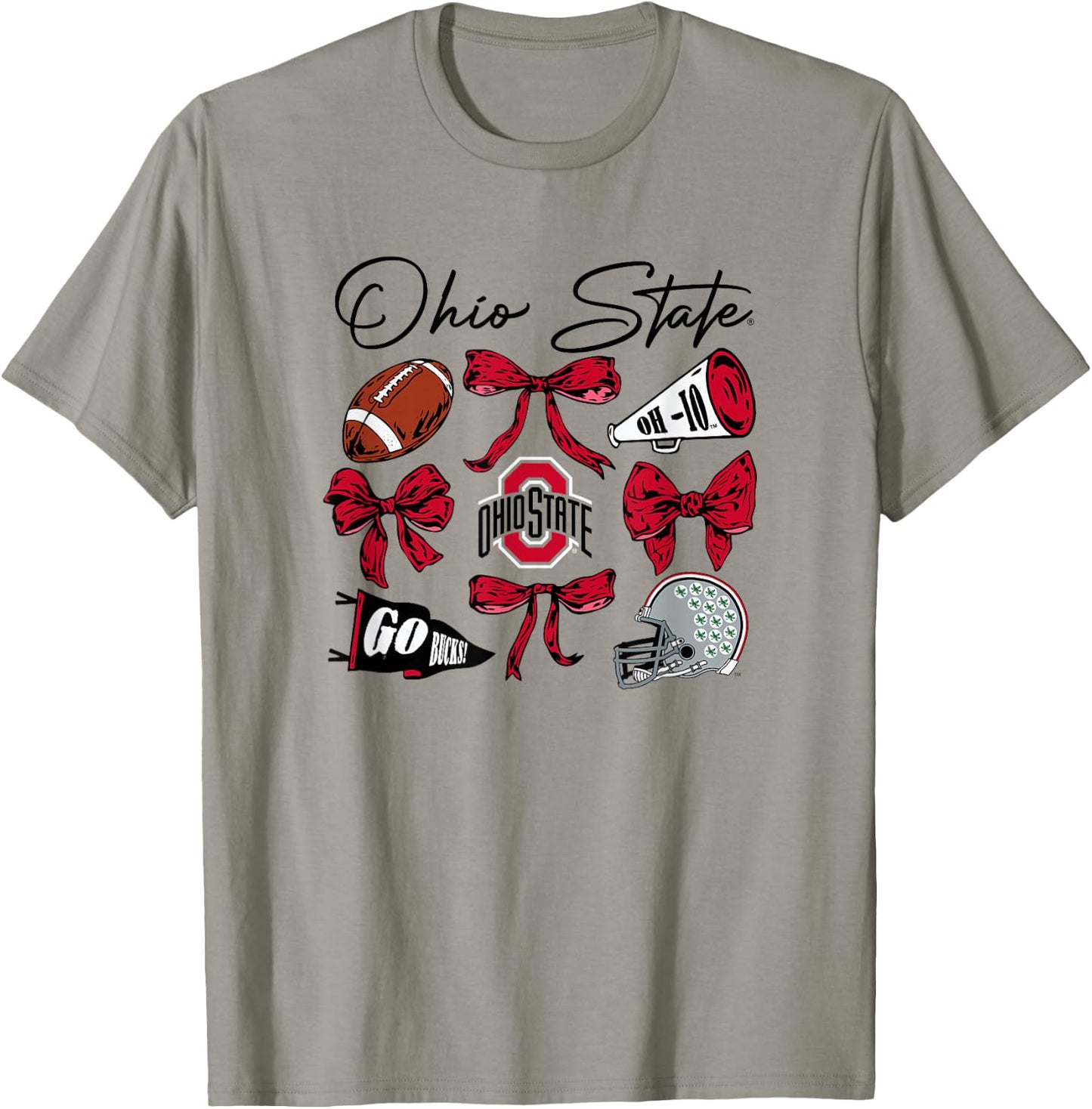 Ohio State Buckeyes Football Bows Gray Officially Licensed T-Shirt - T-Shirt | Sand