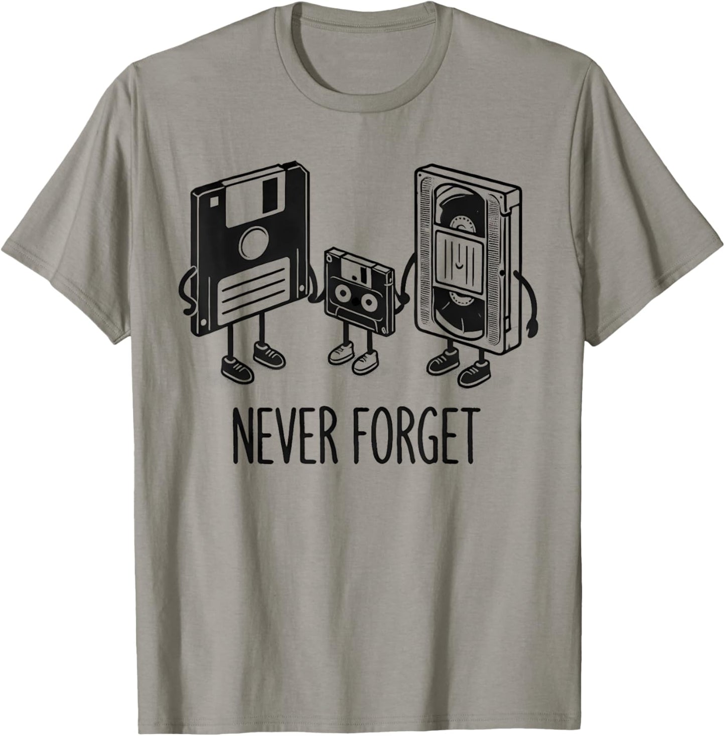 Retro Never Forget Floppy Disk Cassette T-Shirt - T-Shirt | Sand