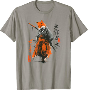 Japanese Fox Samurai T-Shirt - T-Shirt | Sand
