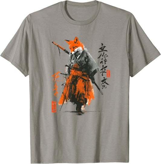 Japanese Fox Samurai T-Shirt - T-Shirt | Sand