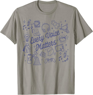 SLP AAC Speech Language Pathologist Every Voice Matters T-Shirt - T-Shirt | Sand