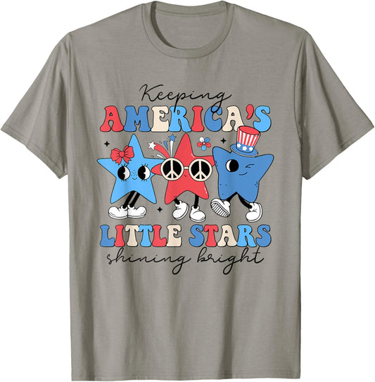 Keeping America's Little Stars Shining Bright 4th Of July Women Men T-Shirt - T-Shirt | Sand