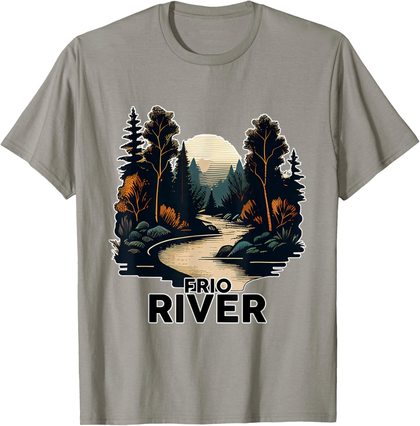Frio River Retro Minimalist River Frio T-Shirt - T-Shirt | Sand