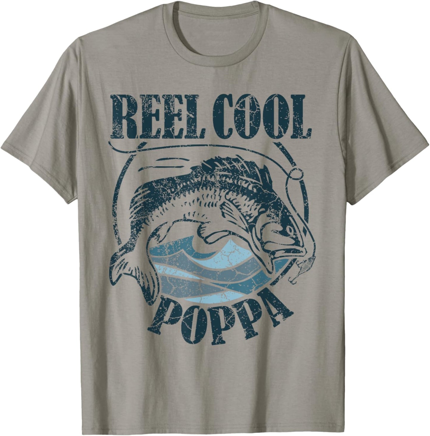 Reel Cool Poppa Fishing Grandpa Father's Day Fisherman T-Shirt - T-Shirt | Sand