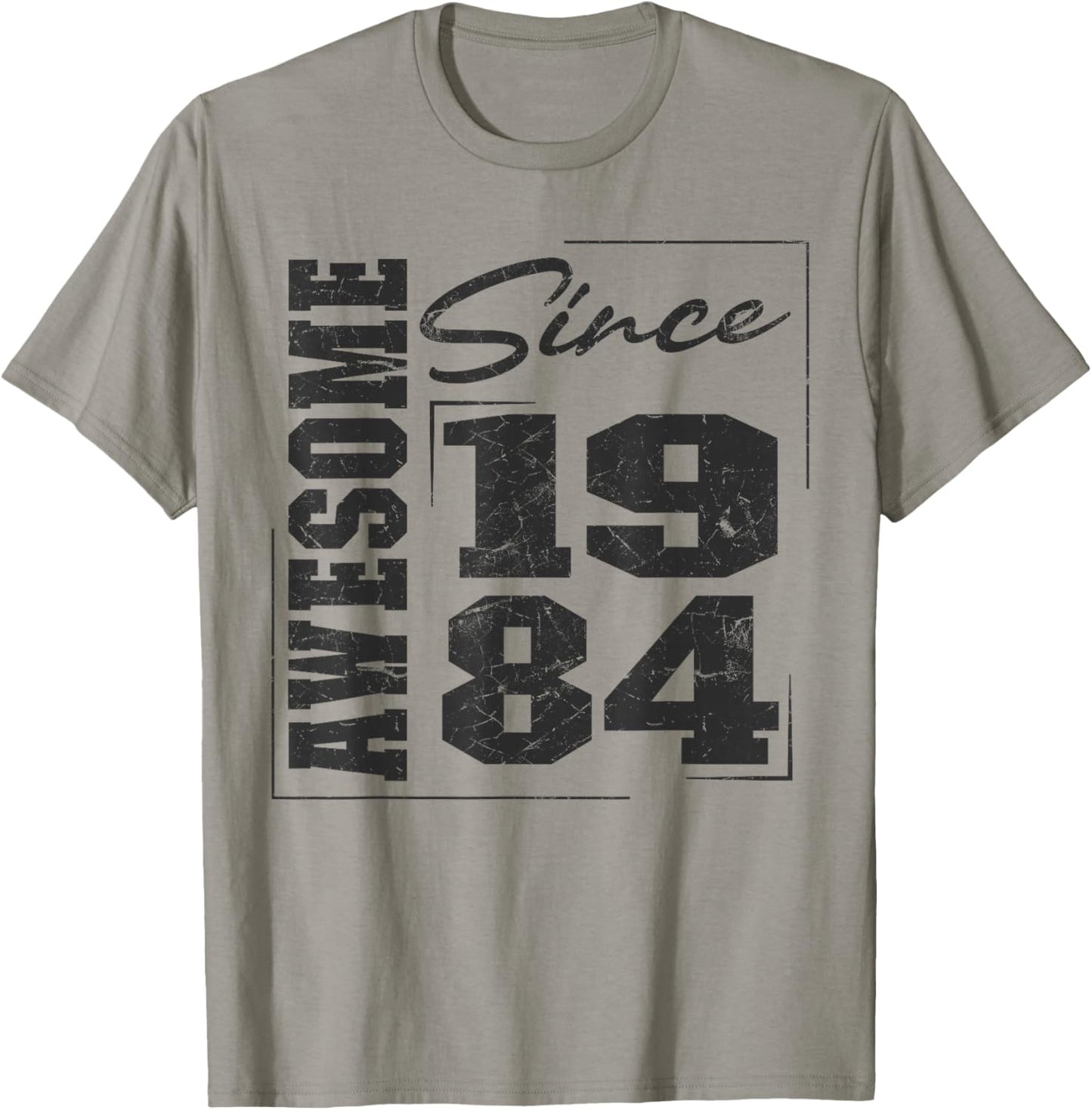 Born In 1984, Vintage Varsity Awesome Since 1984 Birthday T-Shirt - T-Shirt | Sand