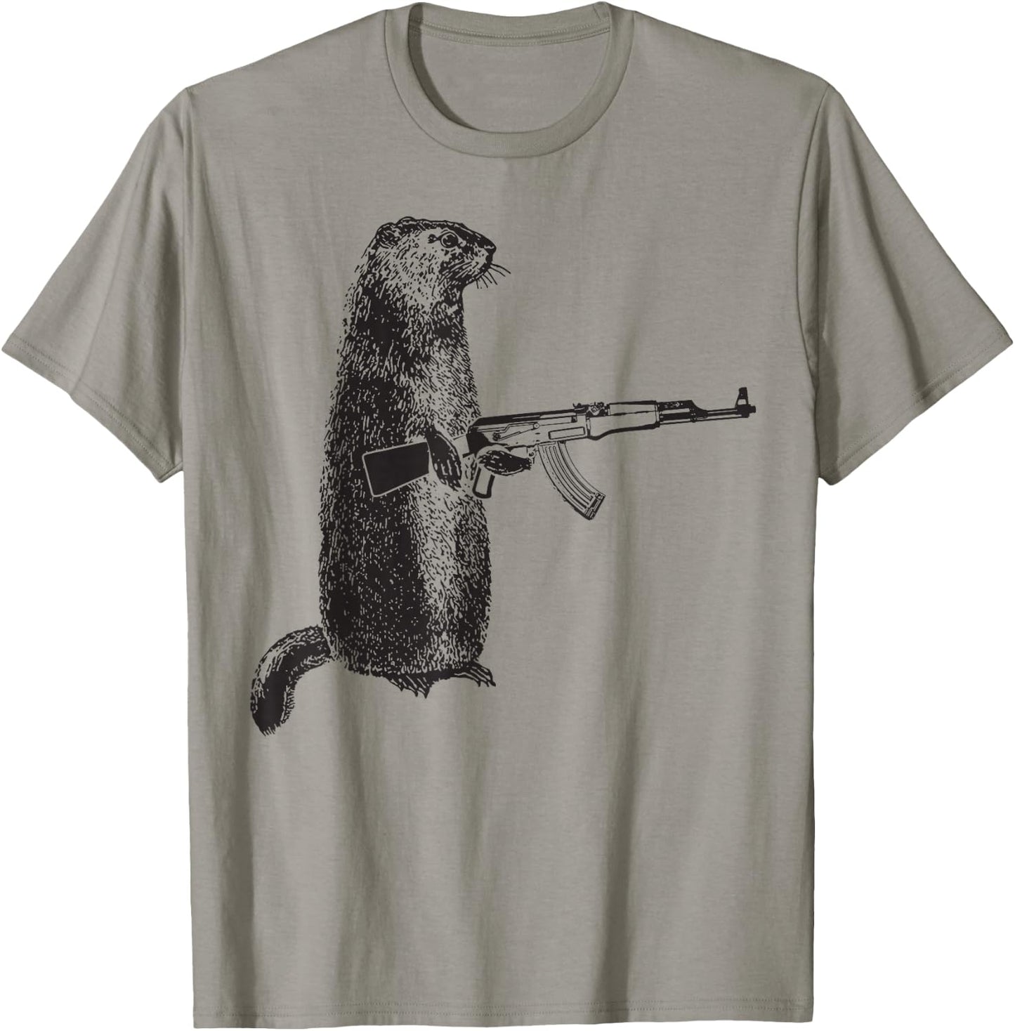 Hunting design Woodchuck AK-47 Gun groundhog funny design T-Shirt - T-Shirt | Sand