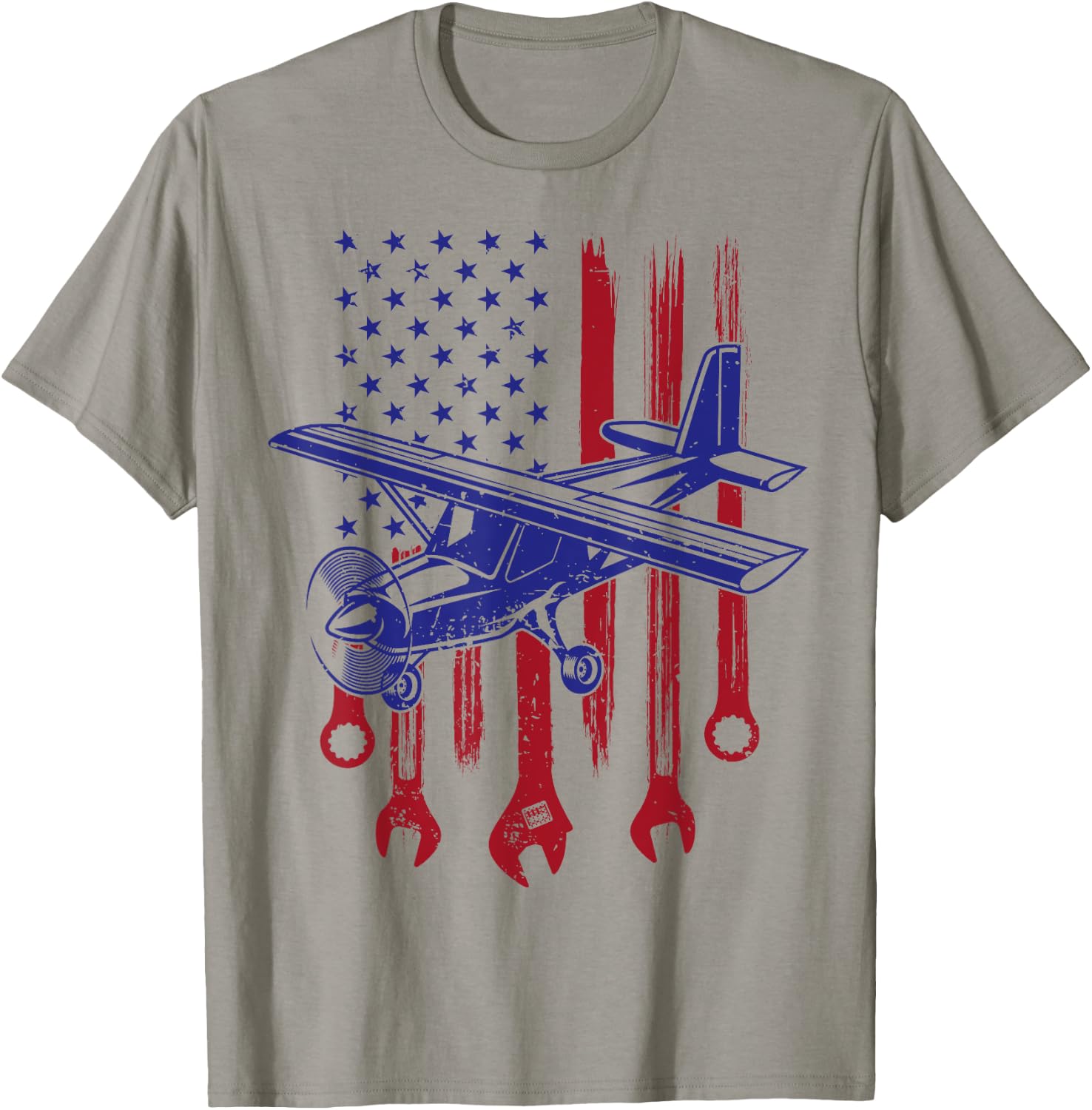 Aircraft Mechanic American Flag Airplane Vintage Gifts Men T-Shirt - T-Shirt | Sand