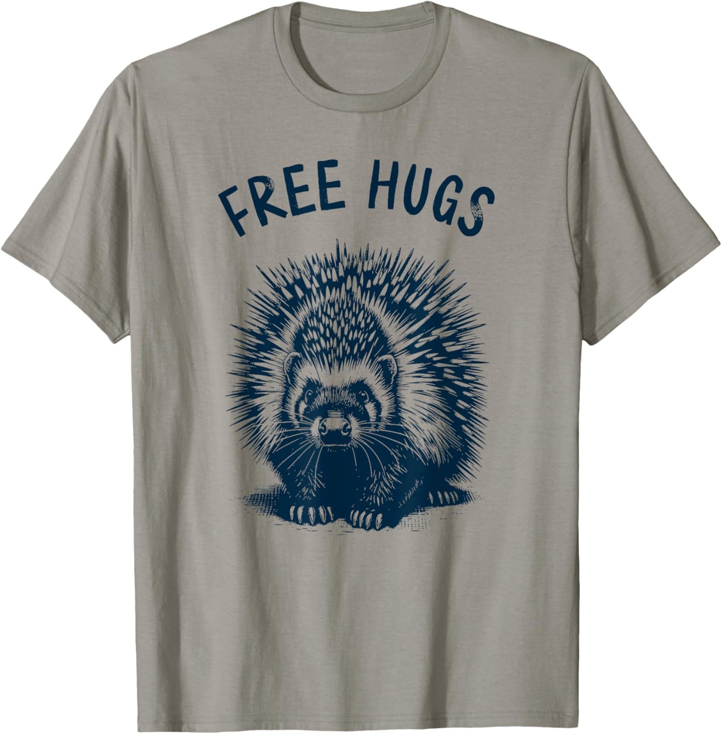 Free-Hugs - Cute Funny Porcupine Humor No Hugging T-Shirt - T-Shirt | Sand