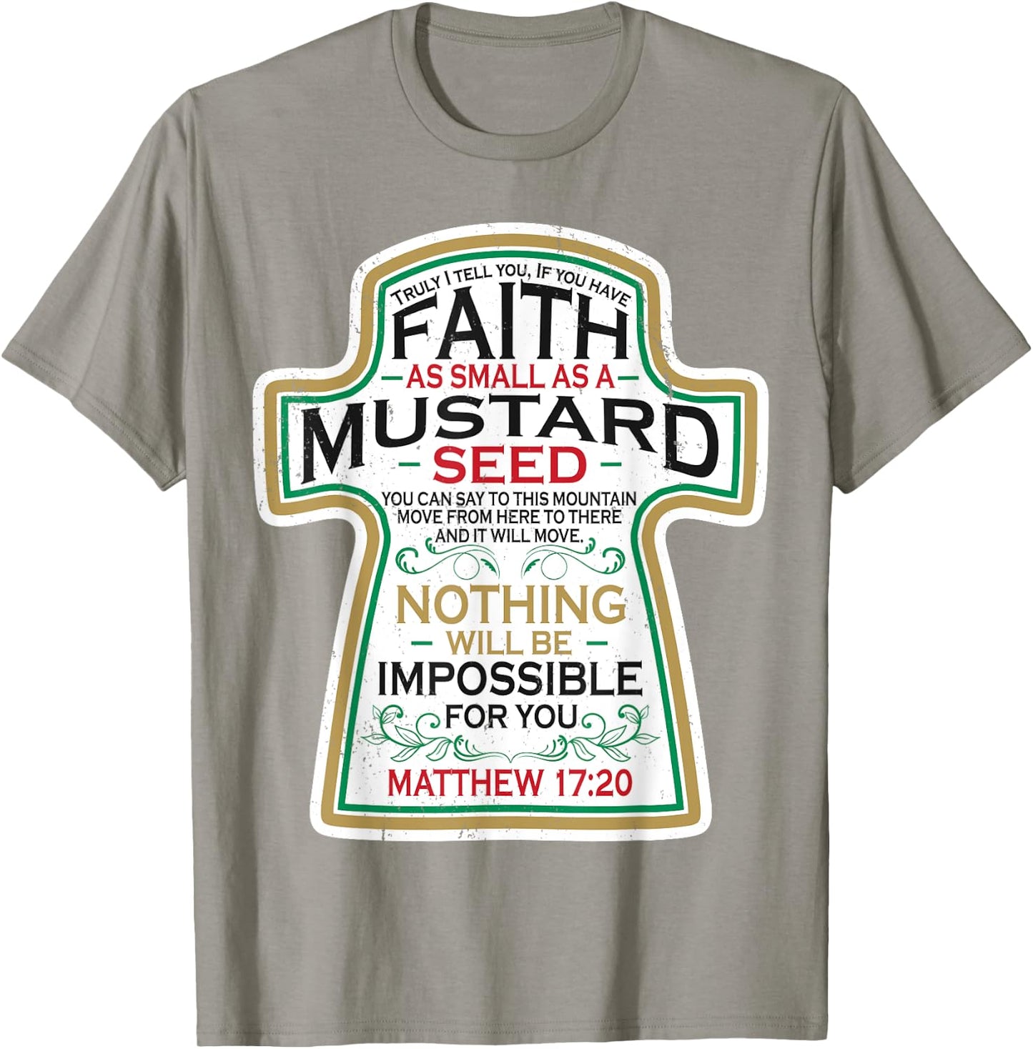 Mustard Seed Faith Christian Gifts - Mathew 17 20 Scripture T-Shirt - T-Shirt | Sand