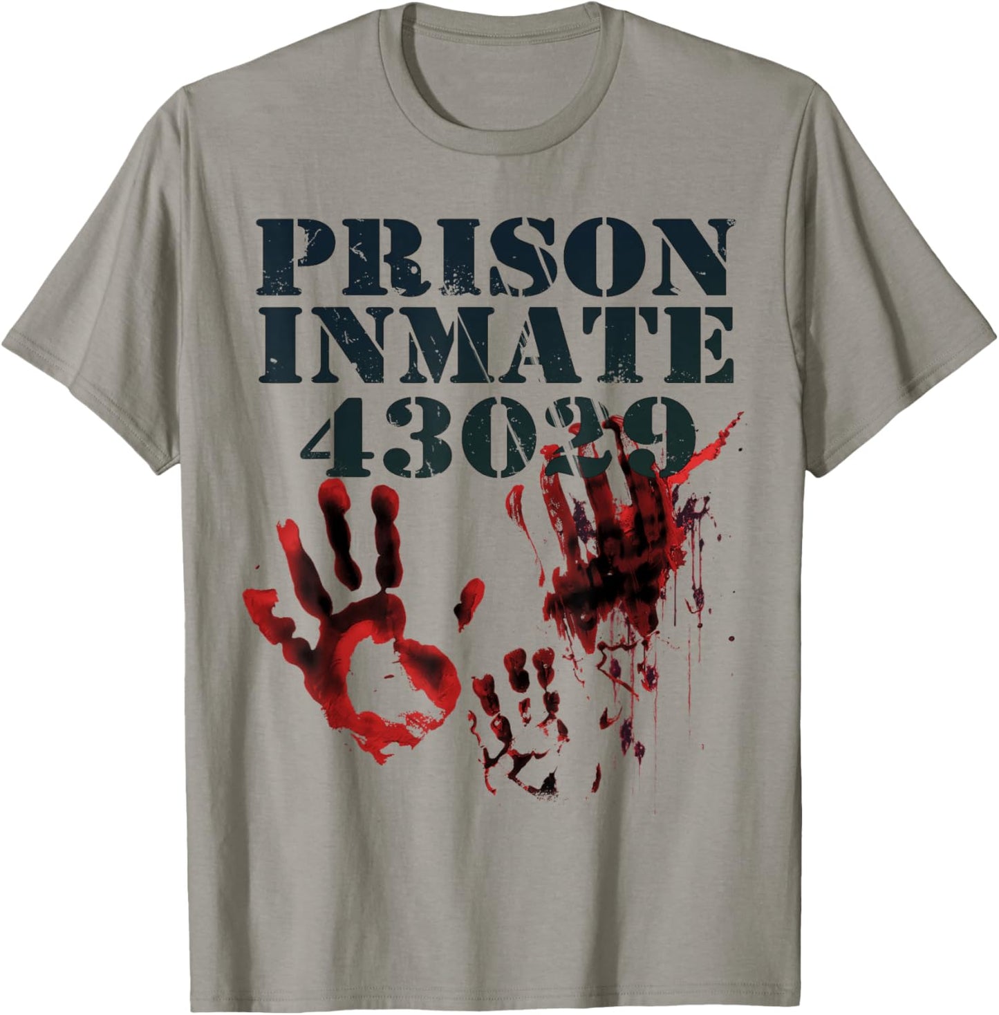 Prison Inmate Shirt Zombie Bloody Halloween Blood Splatter T-Shirt - T-Shirt | Sand