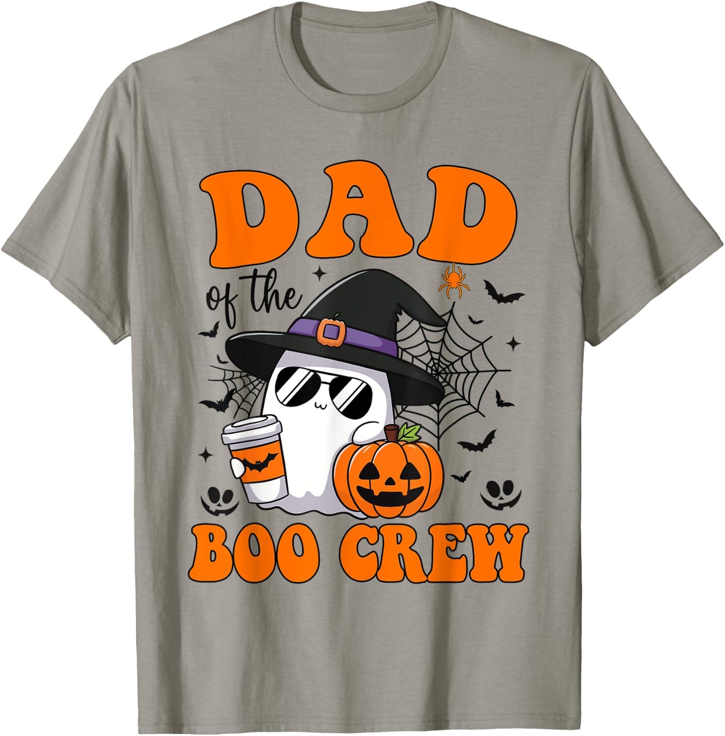Dad Boo Crew Groovy Ghost Matching Family Halloween T-Shirt - T-Shirt | Sand