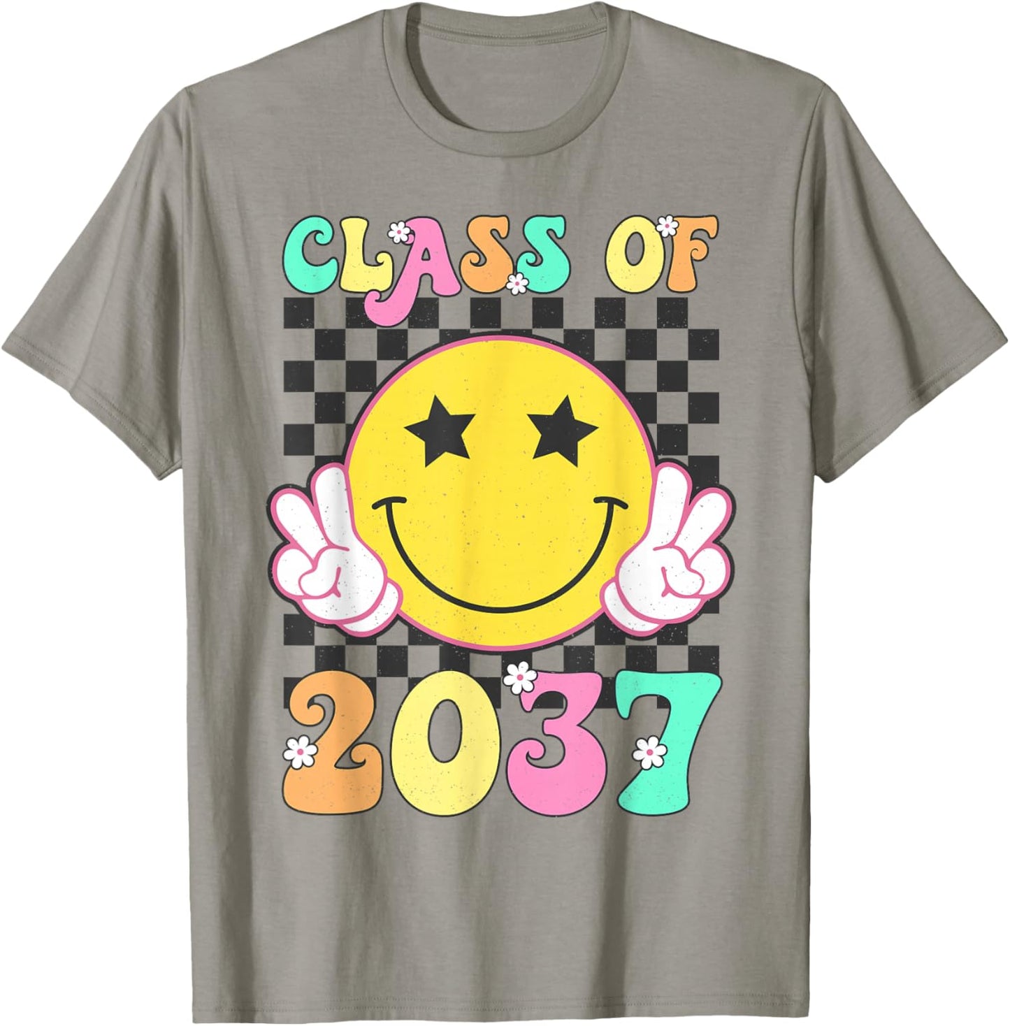 Retro Class of 2037 Grow With Me Back to School Kindergarten T-Shirt - T-Shirt | Sand