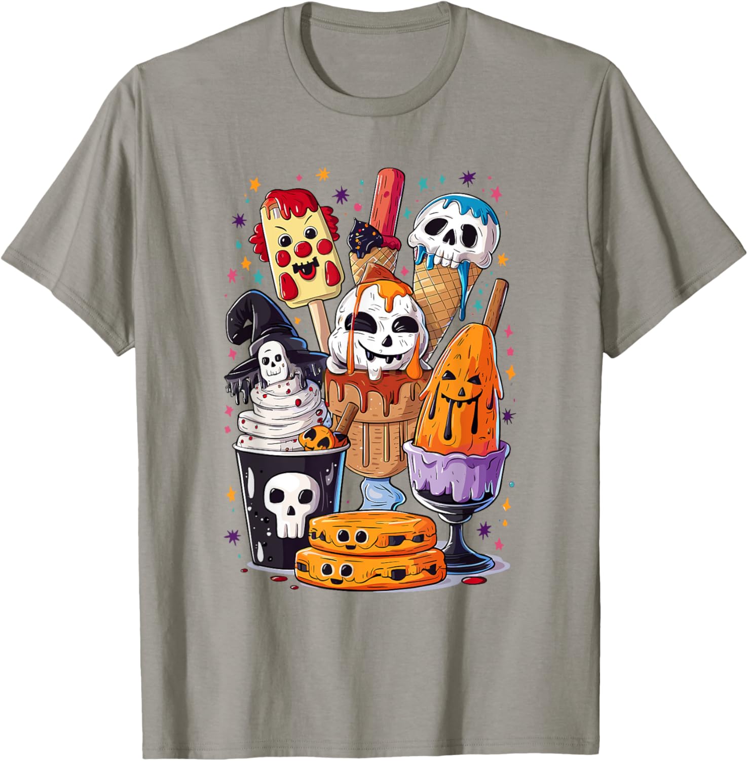 Scary Ice Cream Halloween Popsicle Ghoul Summer Halloween T-Shirt - T-Shirt | Sand