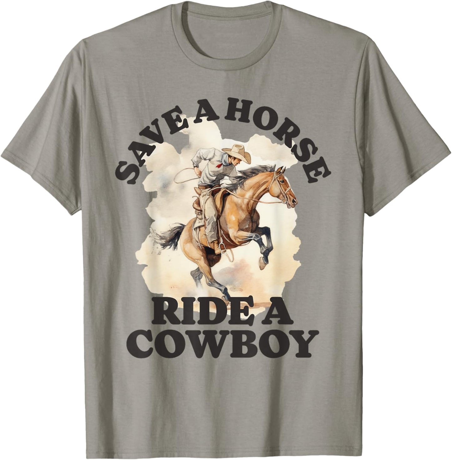 Funny Cowboy Cowgirl Save a Horse Ride a Cowboy Vintage T-Shirt - T-Shirt | Sand
