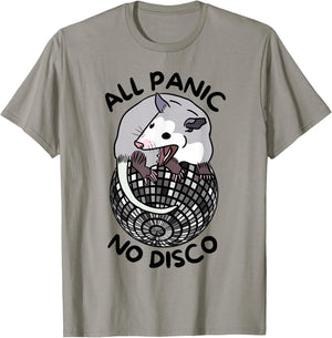 Opossum All Panic No Disco Funny Screaming Street Trash Cat T-Shirt - T-Shirt | Sand