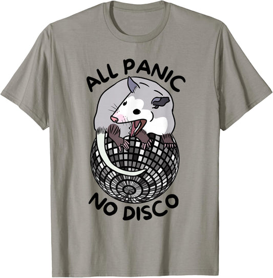 Opossum All Panic No Disco Funny Screaming Street Trash Cat T-Shirt - T-Shirt | Sand