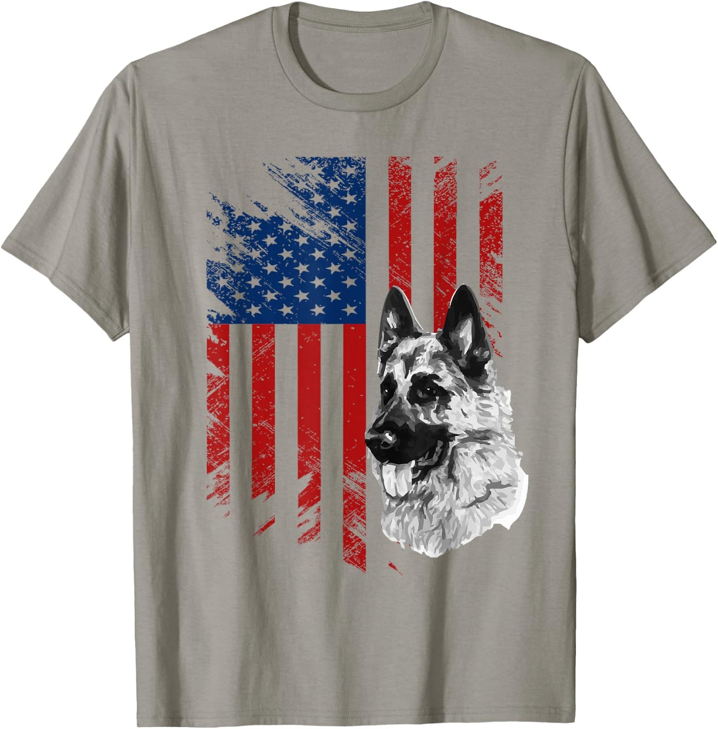 Patriotic German Shepherd USA American Flag Dog Pet T-Shirt - T-Shirt | Sand