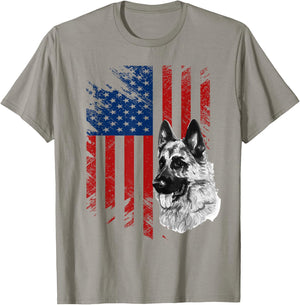 Patriotic German Shepherd USA American Flag Dog Pet T-Shirt - T-Shirt | Sand