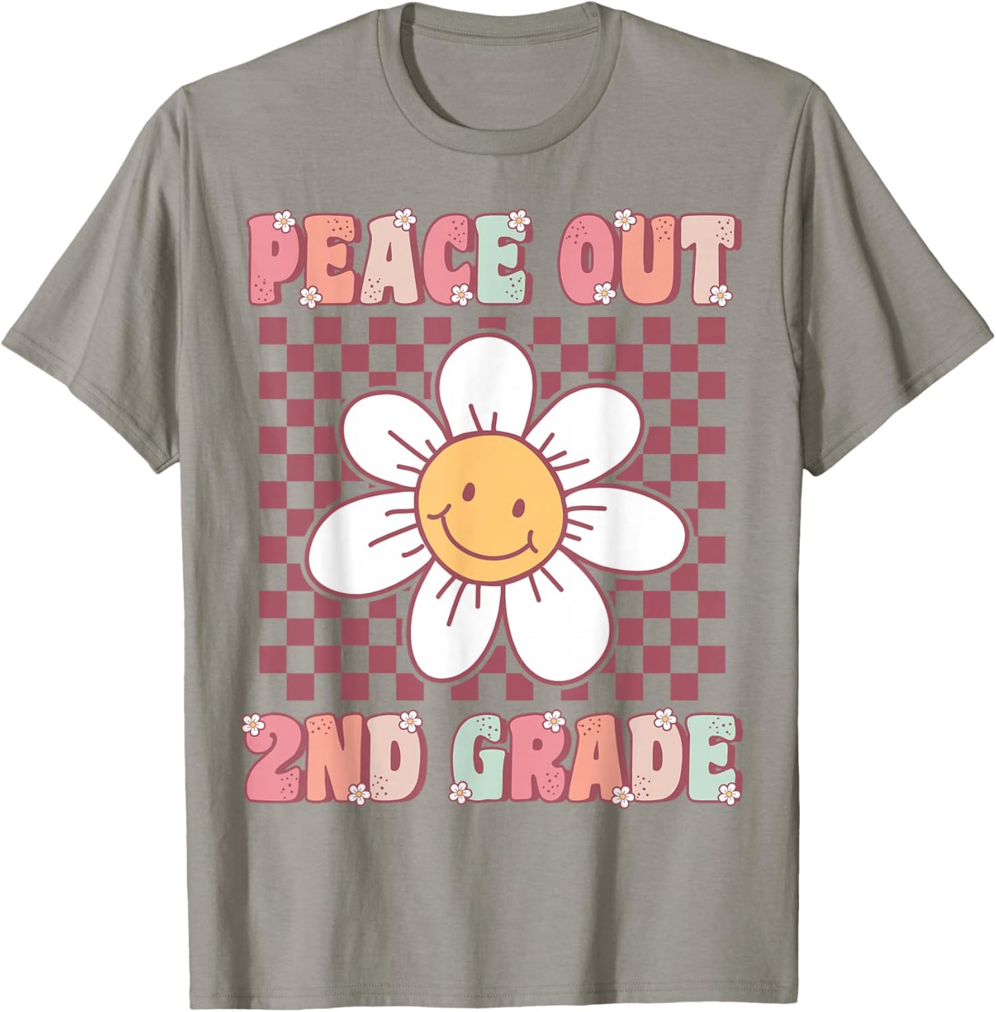 Peace Out Second Grade Cute Groovy Last Day of 2nd Grade T-Shirt - T-Shirt | Sand