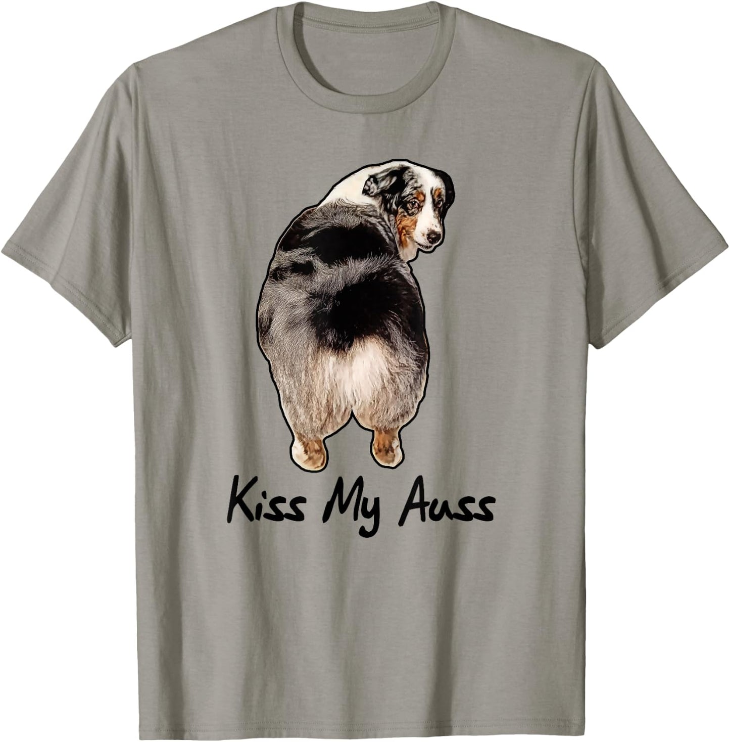 Funny Miniature Australian Shepherd Kiss My Auss Mini Aussie T-Shirt - T-Shirt | Sand