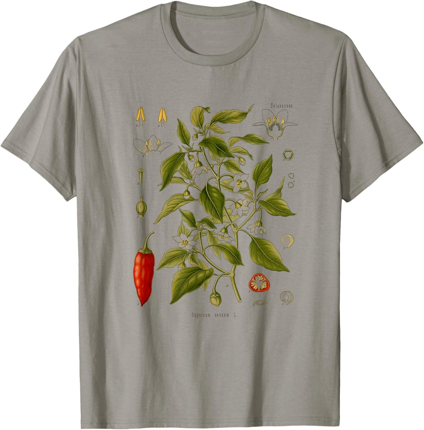 Vintage Botanical chili red peppers Garden Botany T-Shirt - T-Shirt | Sand