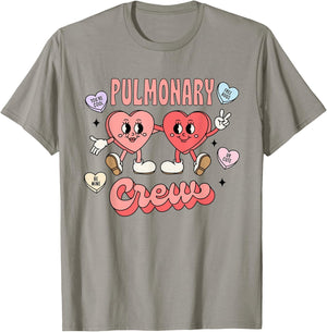 Pulmonology Nurse Valentine's Day Hearts Pulmonolgy Office T-Shirt - T-Shirt | Sand