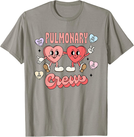 Pulmonology Nurse Valentine's Day Hearts Pulmonolgy Office T-Shirt - T-Shirt | Sand