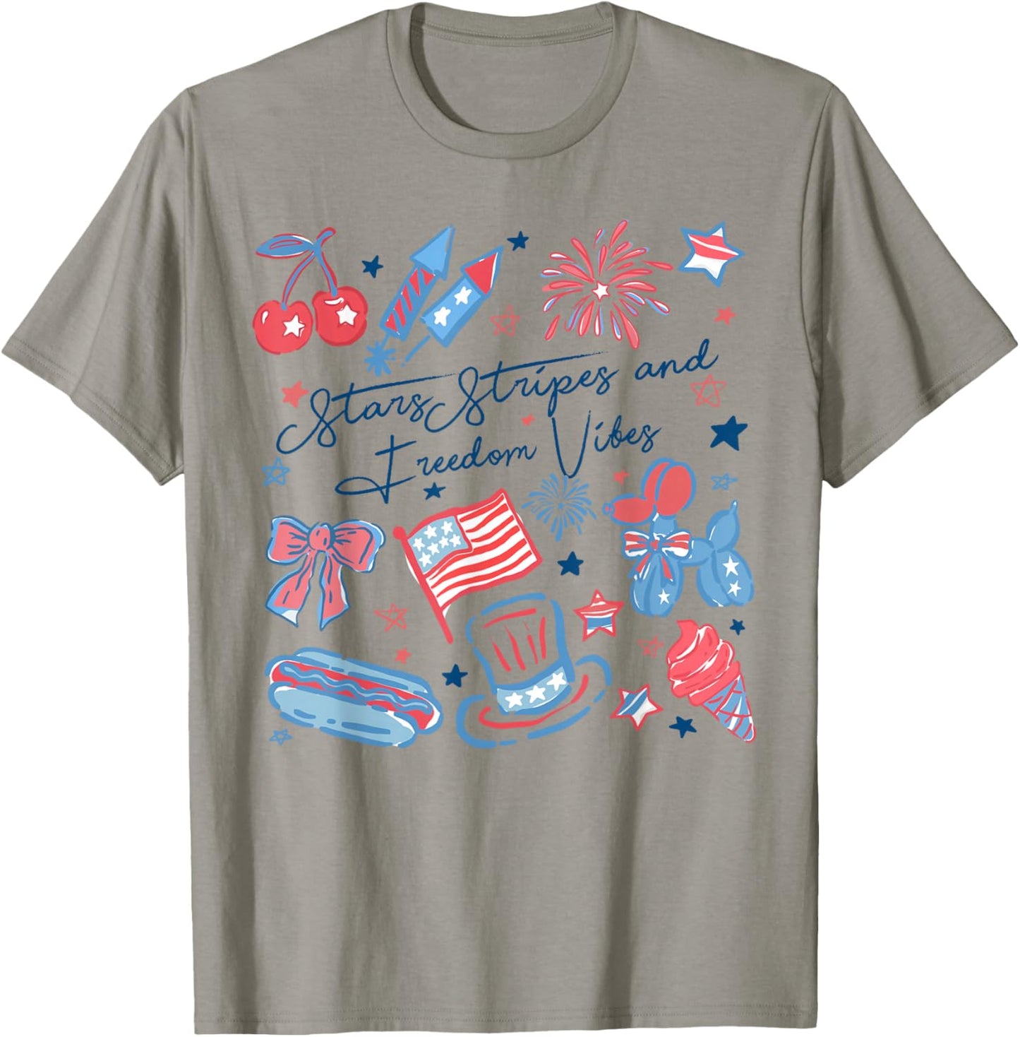 Stars Stripes And Freedom Vibes 4th of July American Flag T-Shirt - T-Shirt | Sand