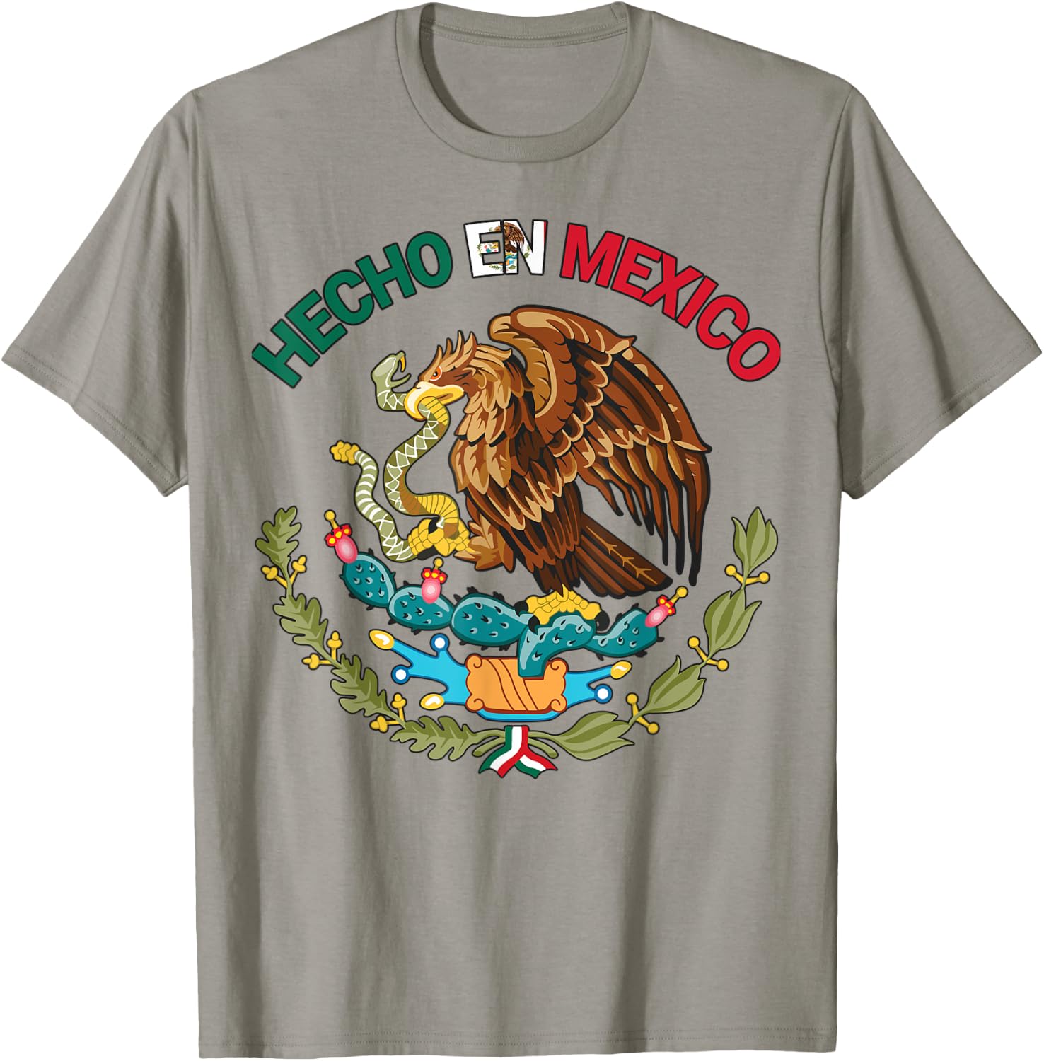 Hecho En Mexico Shirt Mexican Flag Pride Aztec Eagle Latino T-Shirt - T-Shirt | Sand