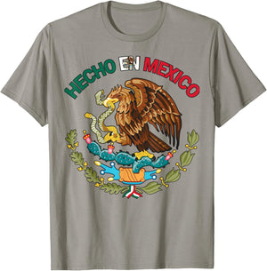 Hecho En Mexico Shirt Mexican Flag Pride Aztec Eagle Latino T-Shirt - T-Shirt | Sand