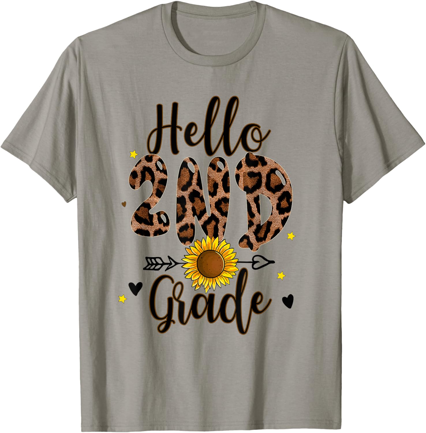 2nd Grade 1st Day of School Teacher Leopard Print Sunflower Women Kids T-Shirt - T-Shirt | Sand
