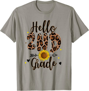 2nd Grade 1st Day of School Teacher Leopard Print Sunflower Women Kids T-Shirt - T-Shirt | Sand