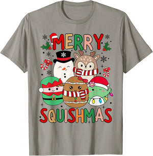 Squish Squad Merry Christmas Gifts Cute for Kids Woman T-Shirt - T-Shirt | Sand