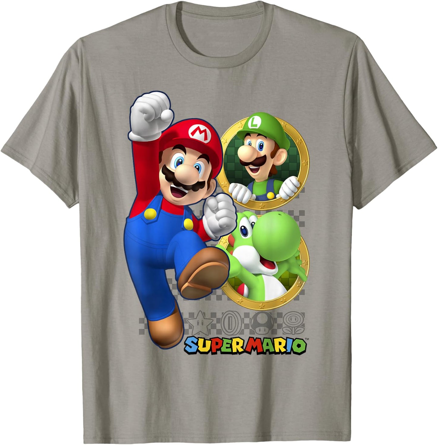 Super Mario Luigi Yoshi & Mario Portraits T-Shirt - T-Shirt | Sand