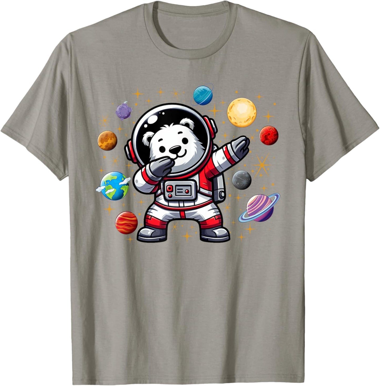 Polar Bear Astronaut Dabbin In Space Cosmic Galaxy Adventure T-Shirt - T-Shirt | Sand