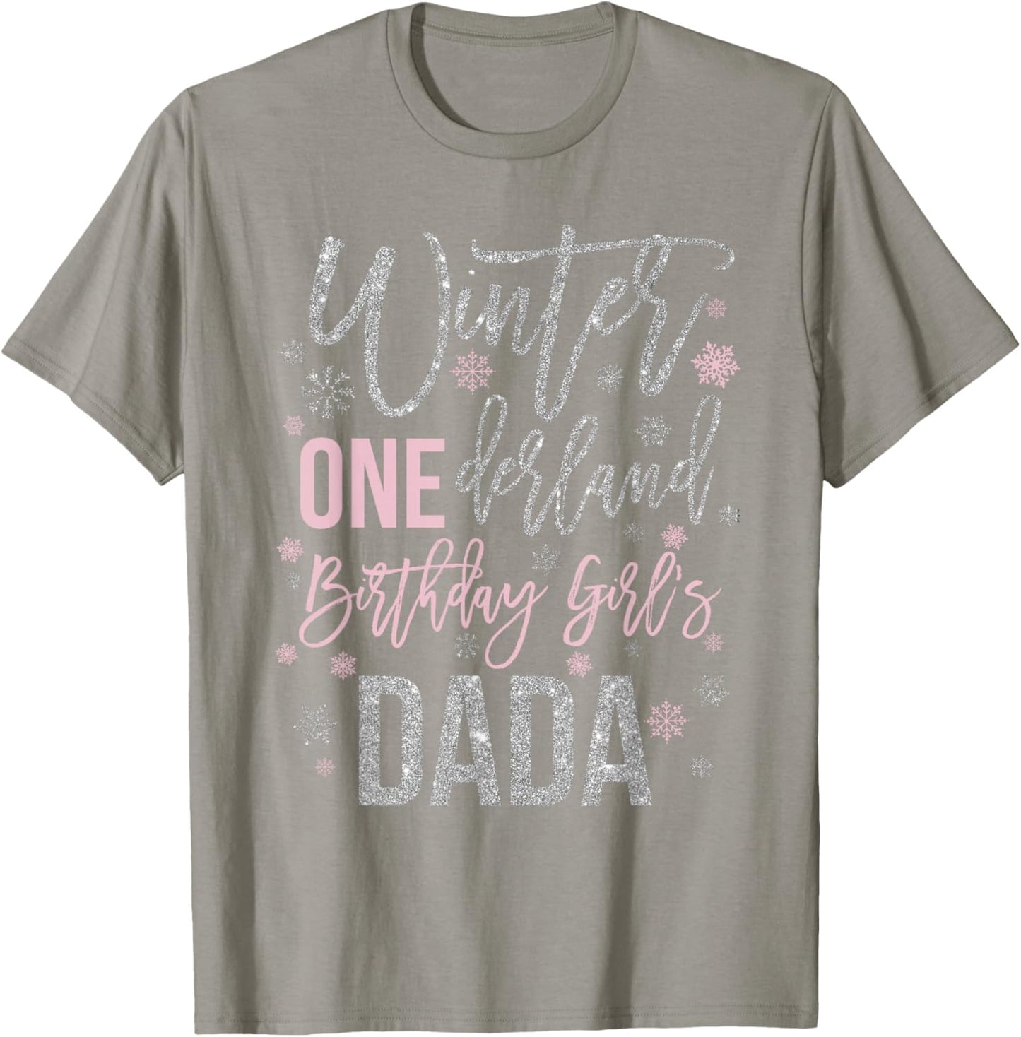 Dada Pink Winter Onederland 1st Birthday Snowflake Matching T-Shirt - T-Shirt | Sand