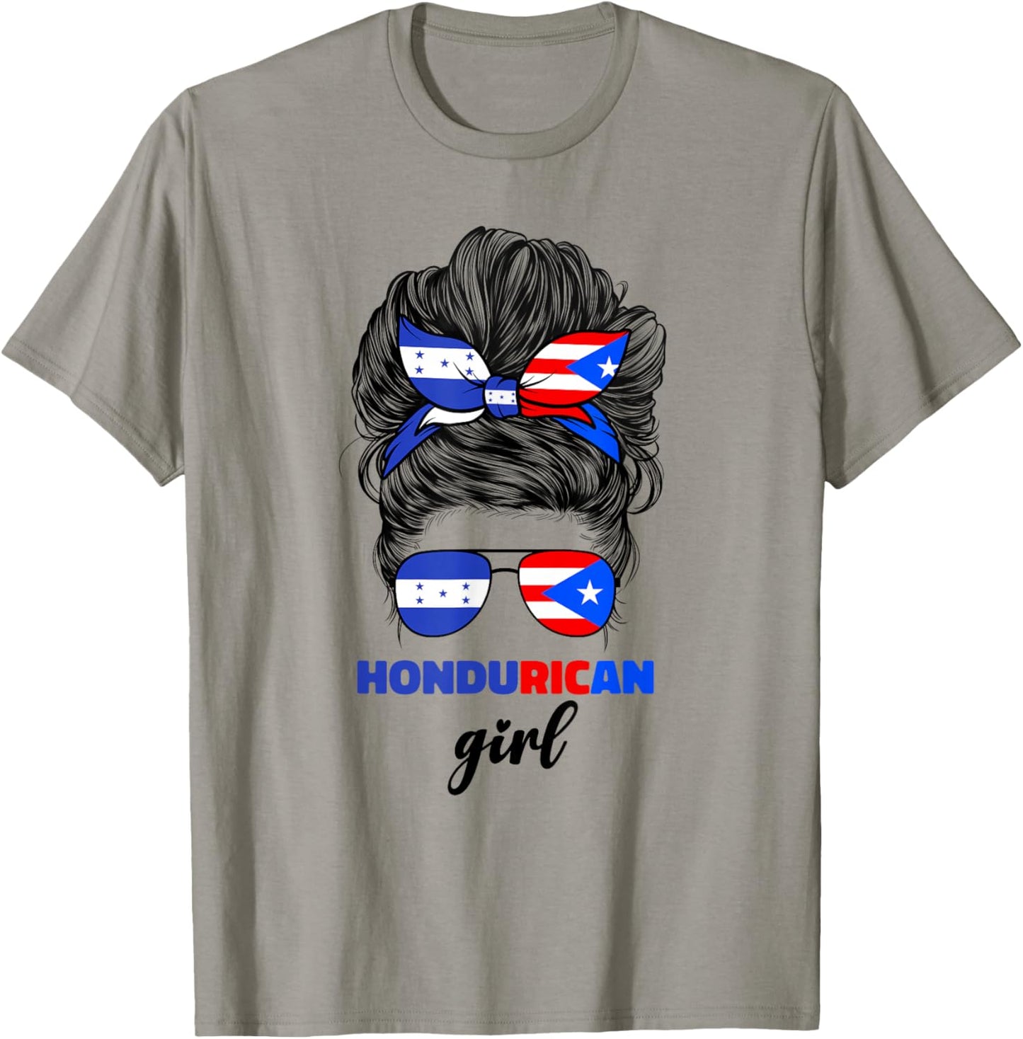 Half Honduran And Puerto Rican Rico Honduras Flag Girl Mix T-Shirt - T-Shirt | Sand