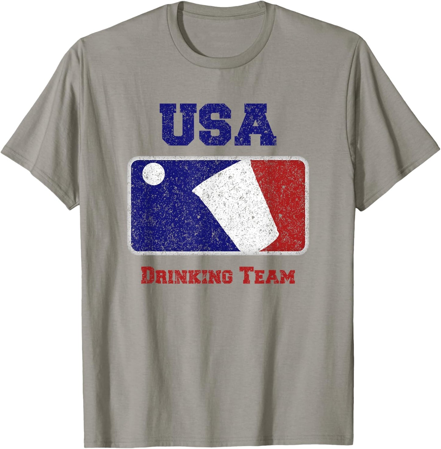 USA Drinking Team Party Beer Pong Game Distressed Retro T-Shirt - T-Shirt | Sand