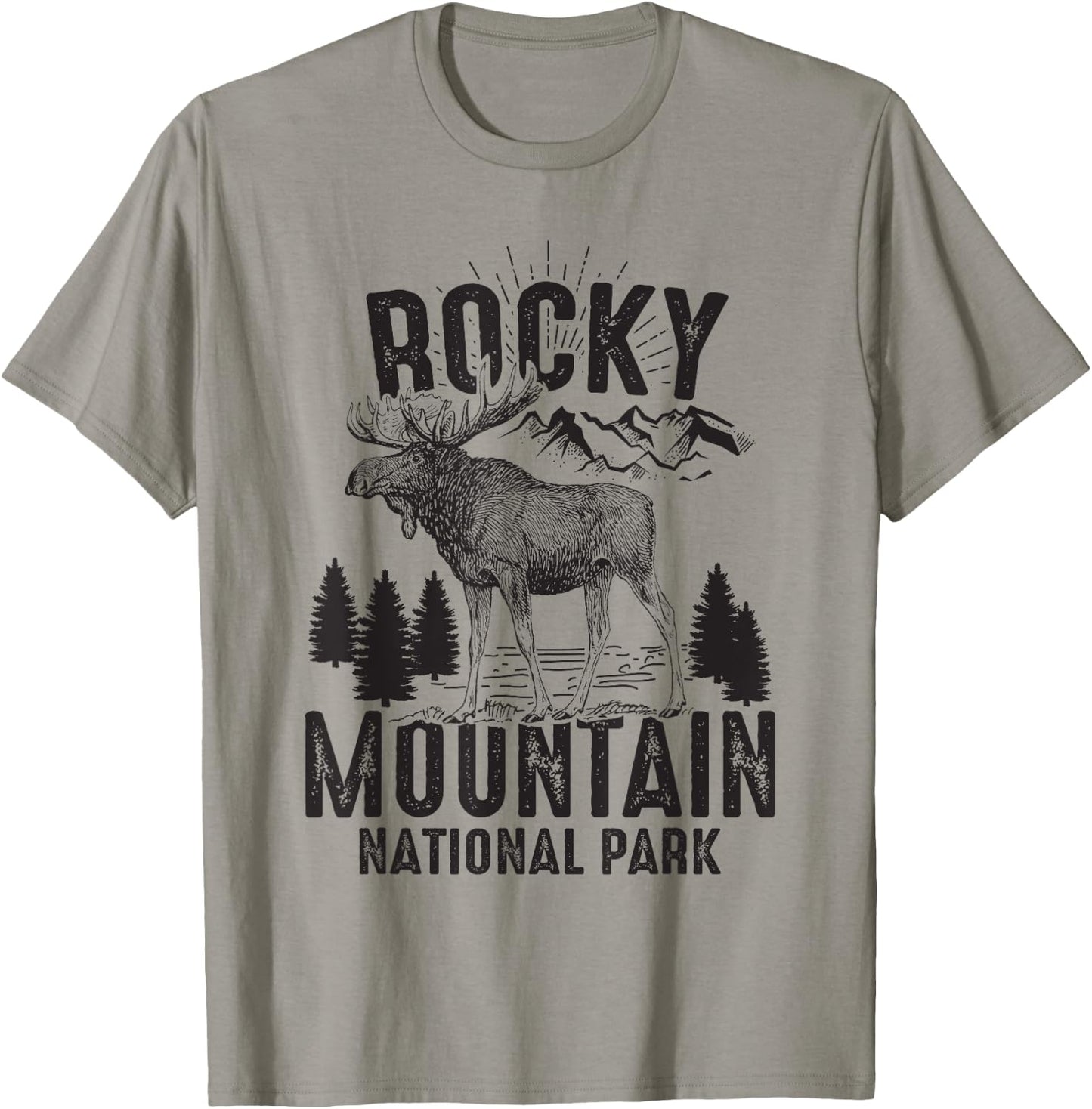 Rocky Mountains National Park Funny Moose Lover Gift T-Shirt - T-Shirt | Sand