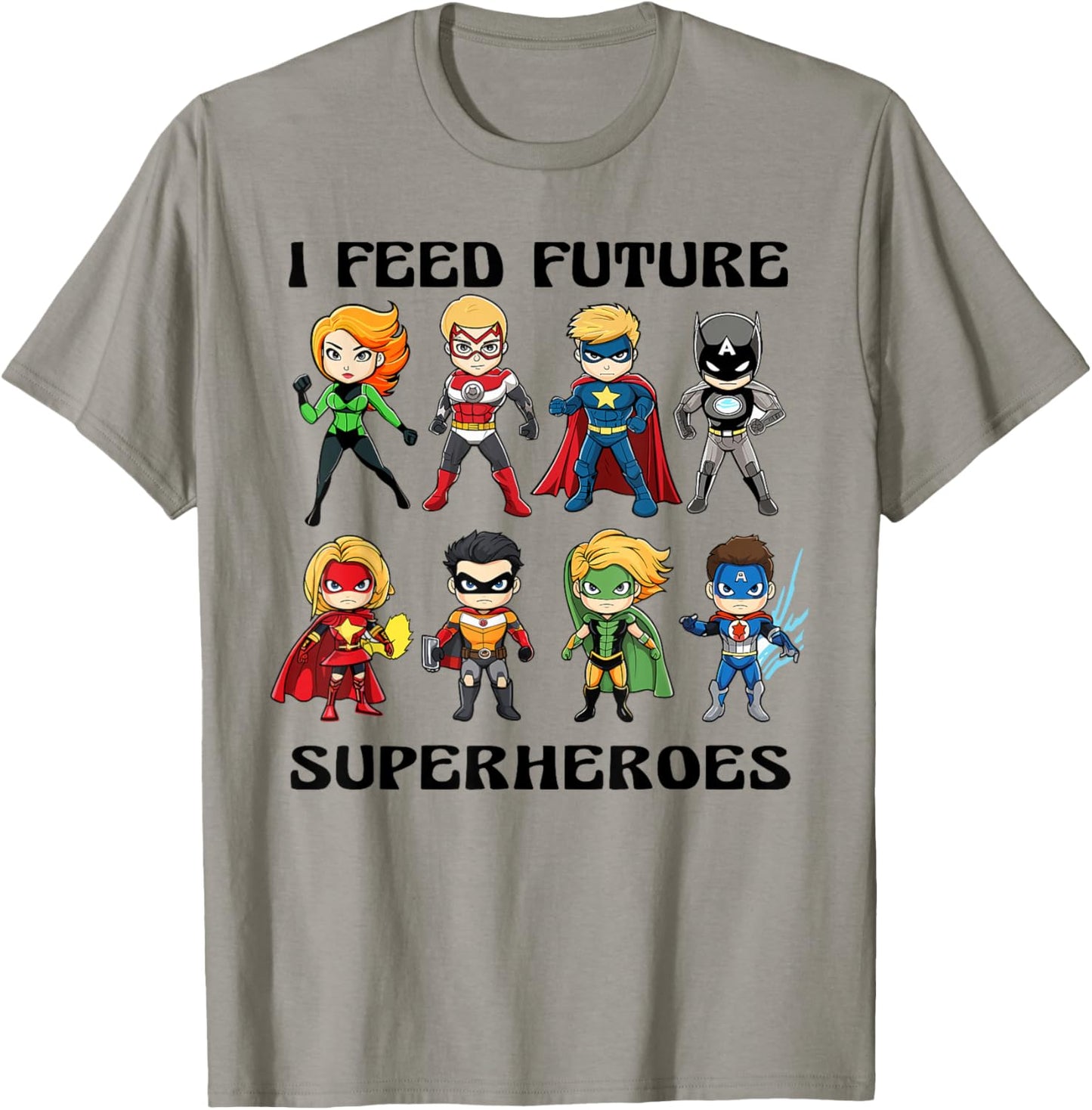 I Feed Future Superheroes School Lunch Lady Squad Funny T-Shirt - T-Shirt | Sand