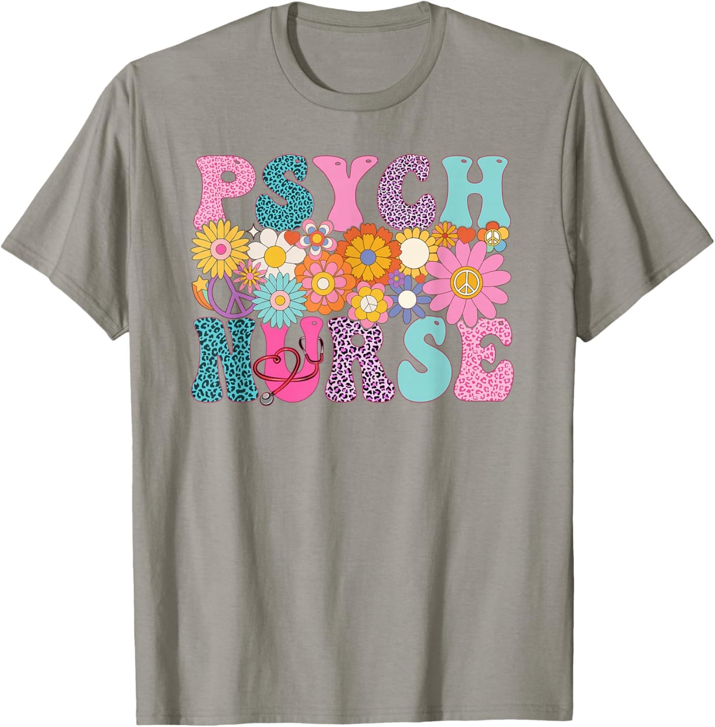 Psych Nurse Week Groovy Leopard Appreciation Day T-Shirt - T-Shirt | Sand