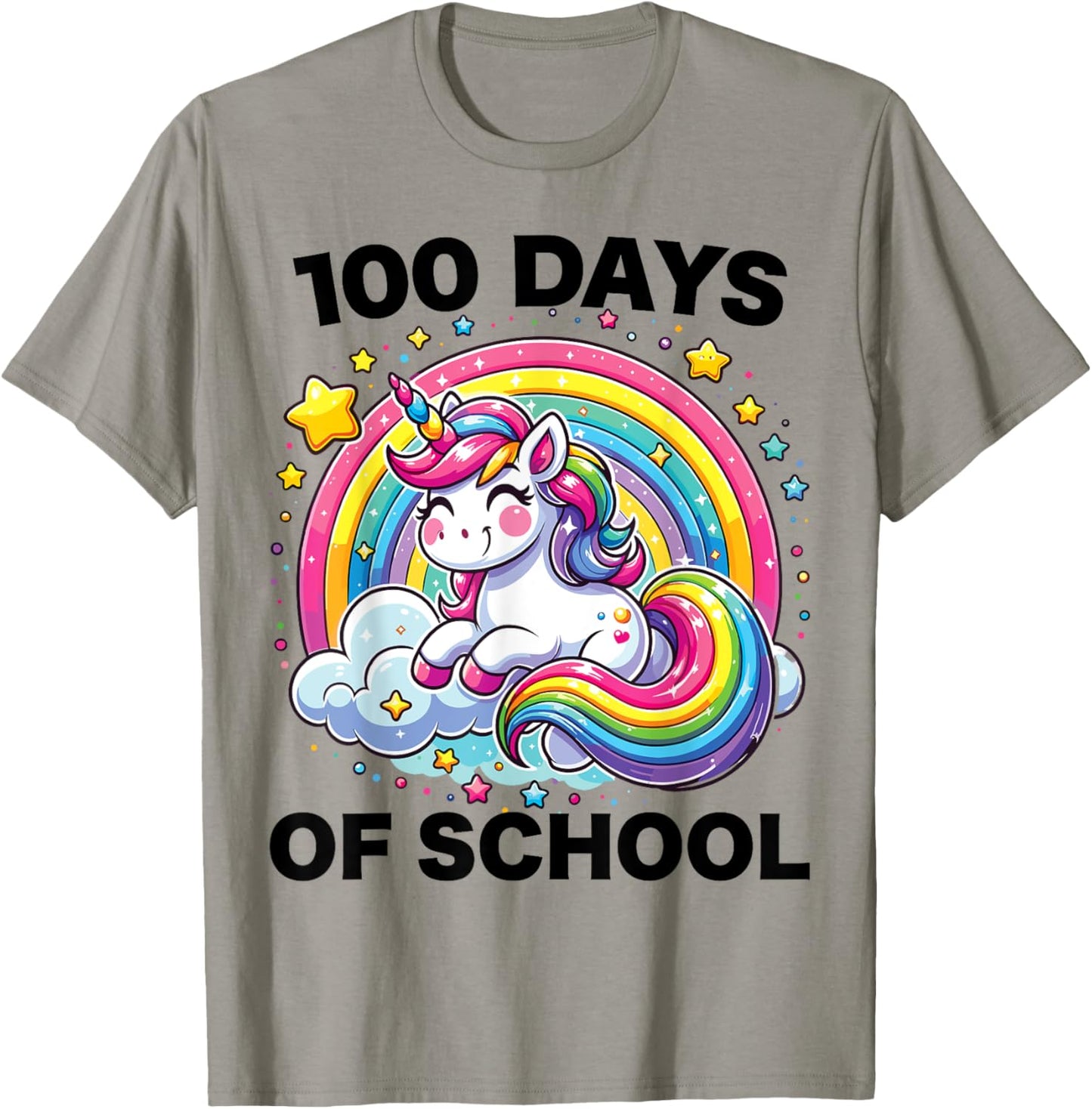 100 Days of School Unicorn Girls Teacher 100th Day of School T-Shirt - T-Shirt | Sand