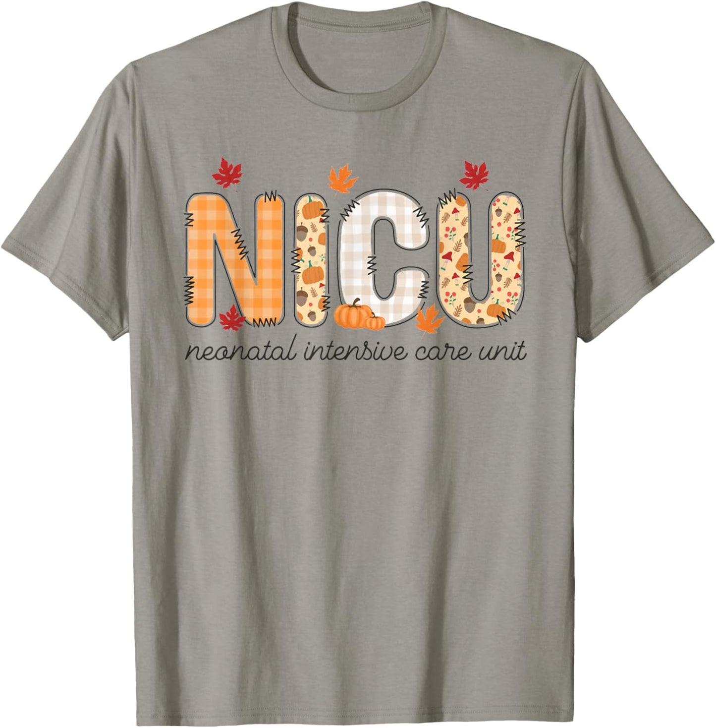 Women NICU Nurse Autumn Fall Neonatal Intensive Care Unit T-Shirt - T-Shirt | Sand